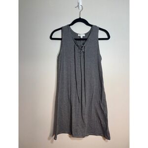 Love Fire Womens Striped Lace Up Sleeveless Mini Dress Black White Size Medium